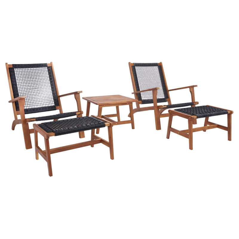 Borup Acacia 2 - Person Patio Conversation Set, Natural/Black