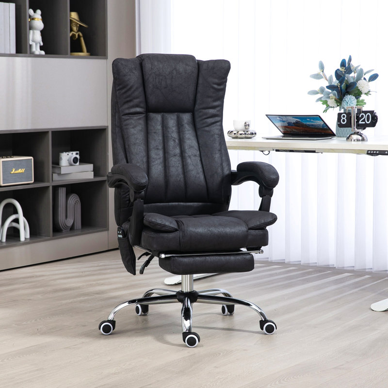 Vinsetto Microfiber Office Chair, High Back Computer Chair With 6 Point Massage, Heat, Adjustable Height And Retractable Footrest