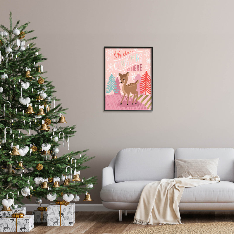 Oh Deer Christmas Is at-155, Giclée encadrée noir minuit, H 30 po x l 24 po x P 1,5 po