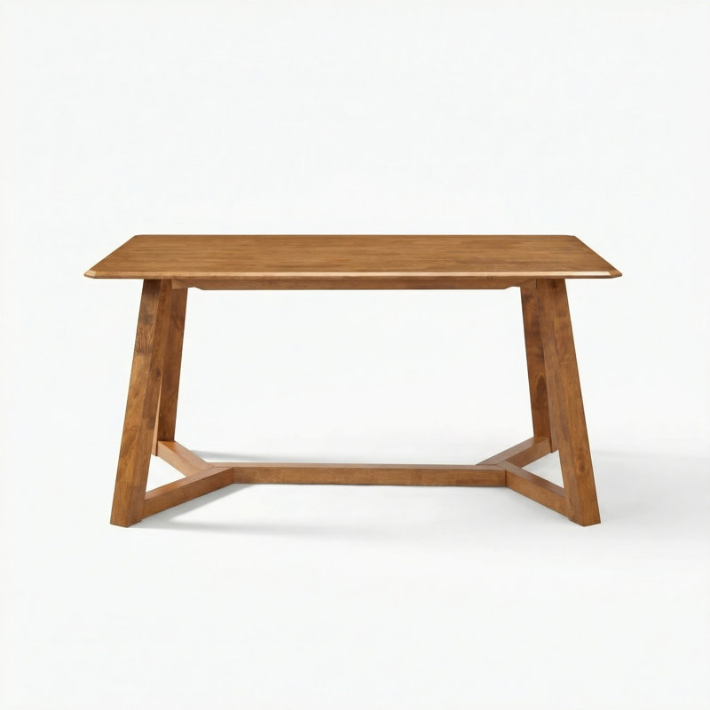 Beda Rubberwood Solid Wood Dining Set, 7, Walnut, Green