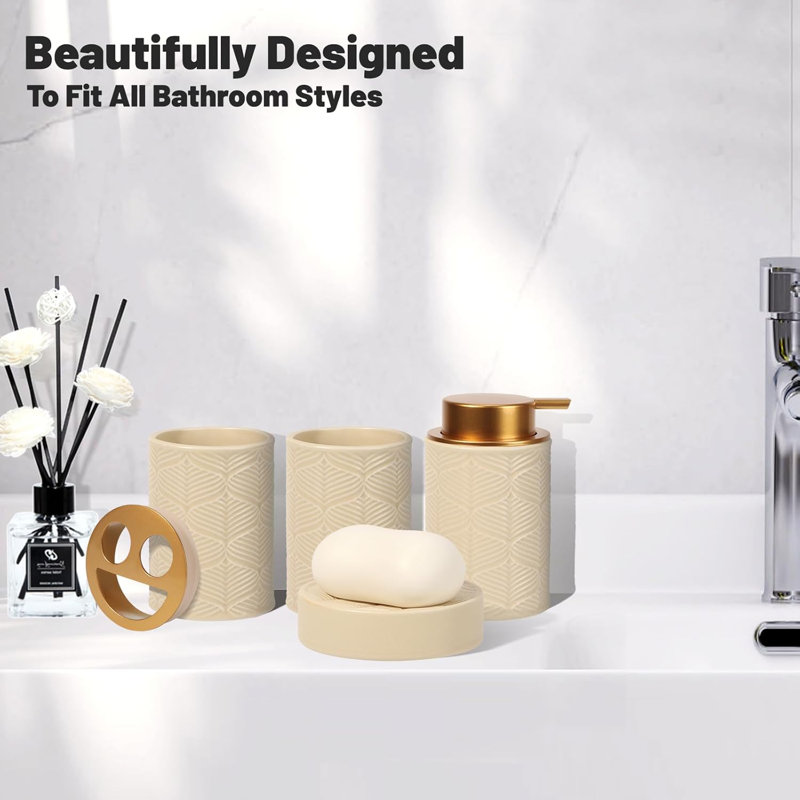 Ceramic bathroom accessory set