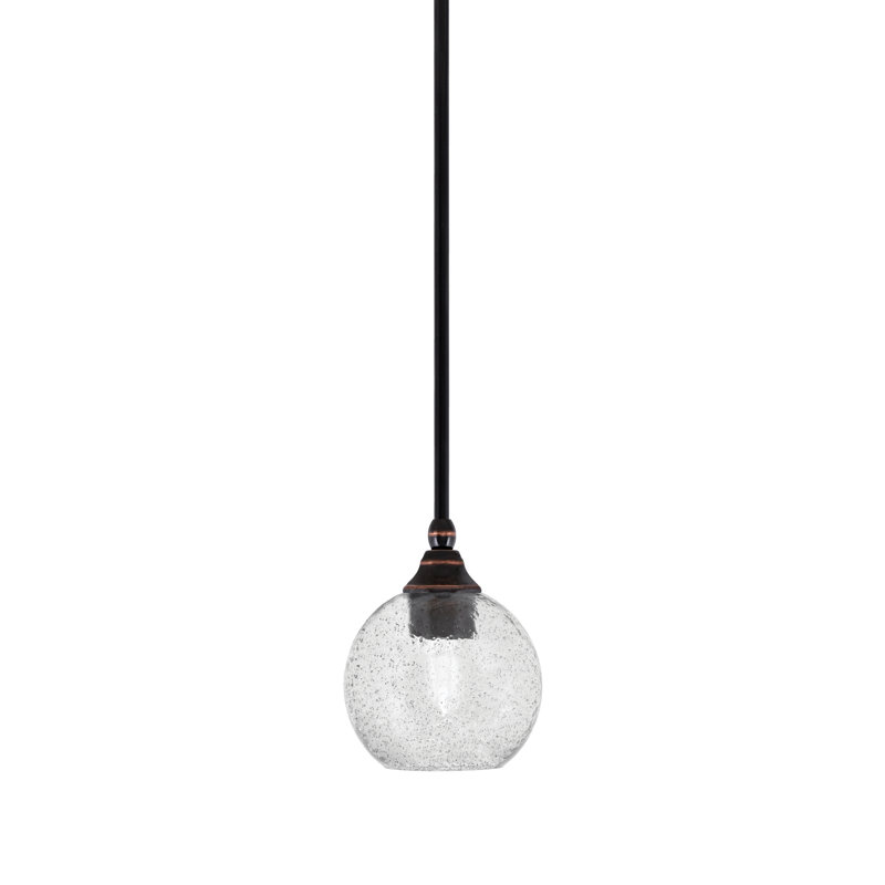 Mini-luminaire suspendu suspendu avec une tige en verre noir de 5,75 po, Fumée