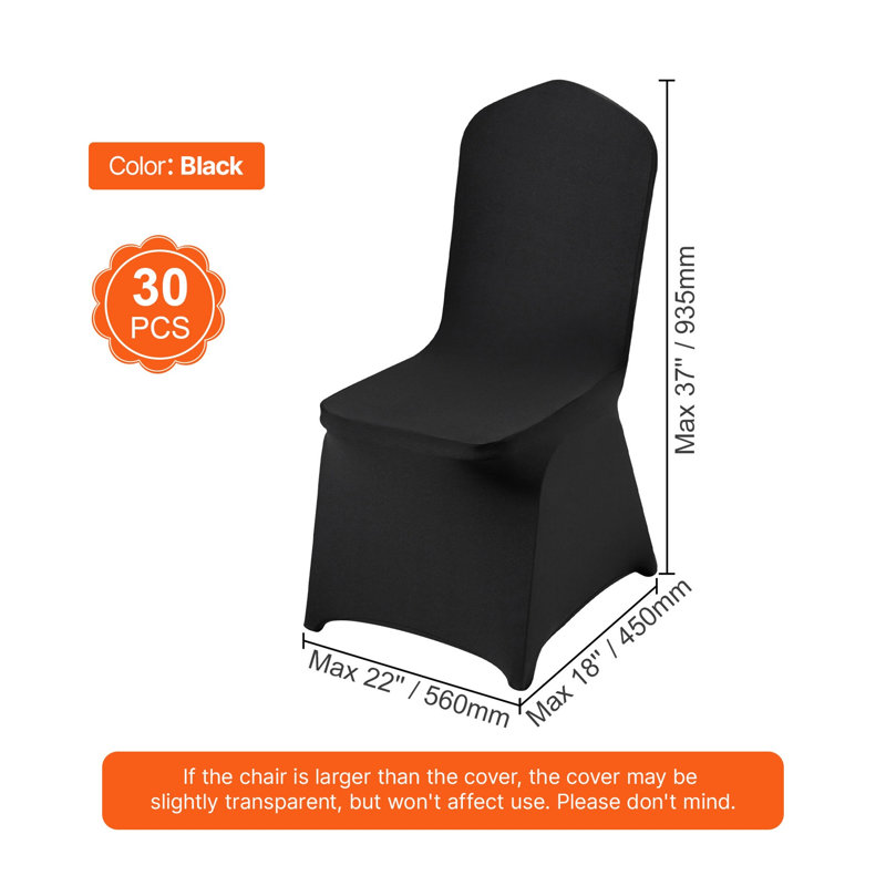 Universal Stretch Spandex Folding Chair Covers - Black Elastic Slipcovers for Wedding, Banquet & Party (30 Pack)