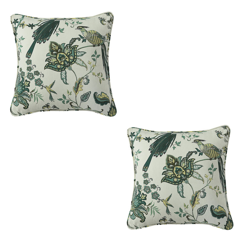 Areyah Floral Square Cushion, Green 