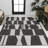 Olesia Modern Geometric Abstract Two-Tone Black/Cream Indoor/Outdoor Rug-1741255834