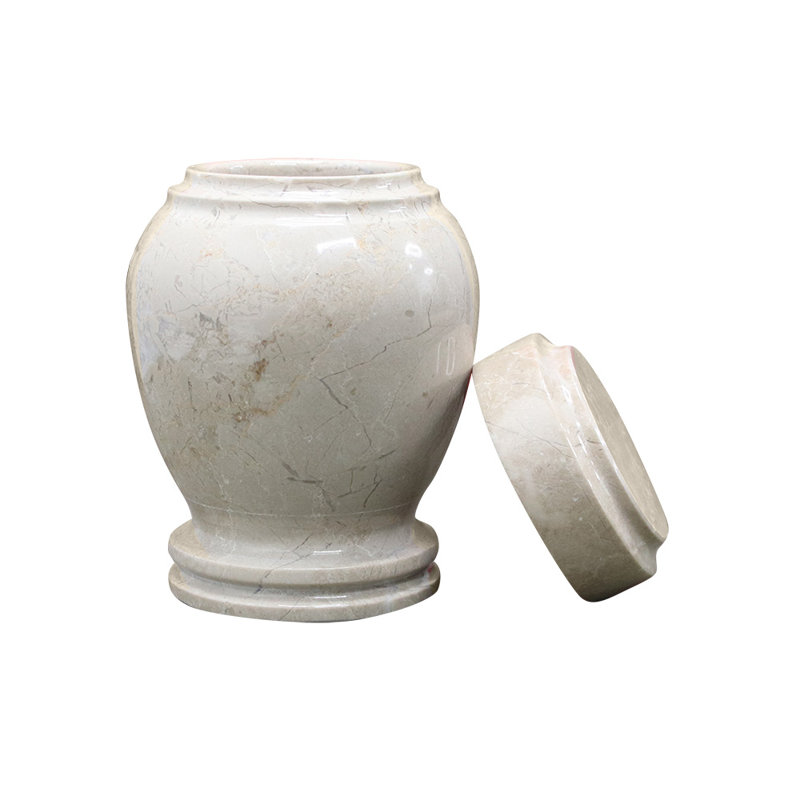 Marble Keepsake Cremation Urn For Ashes, Beige