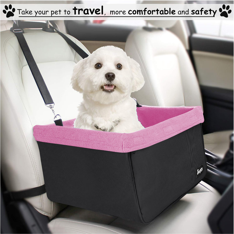 Pink and Black Dog Booster Car Seat for Small Pets