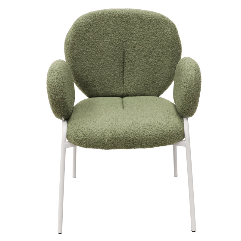 Chaise de salle à manger Amelia Modern Boucle, Vert, Simple, Blanc
