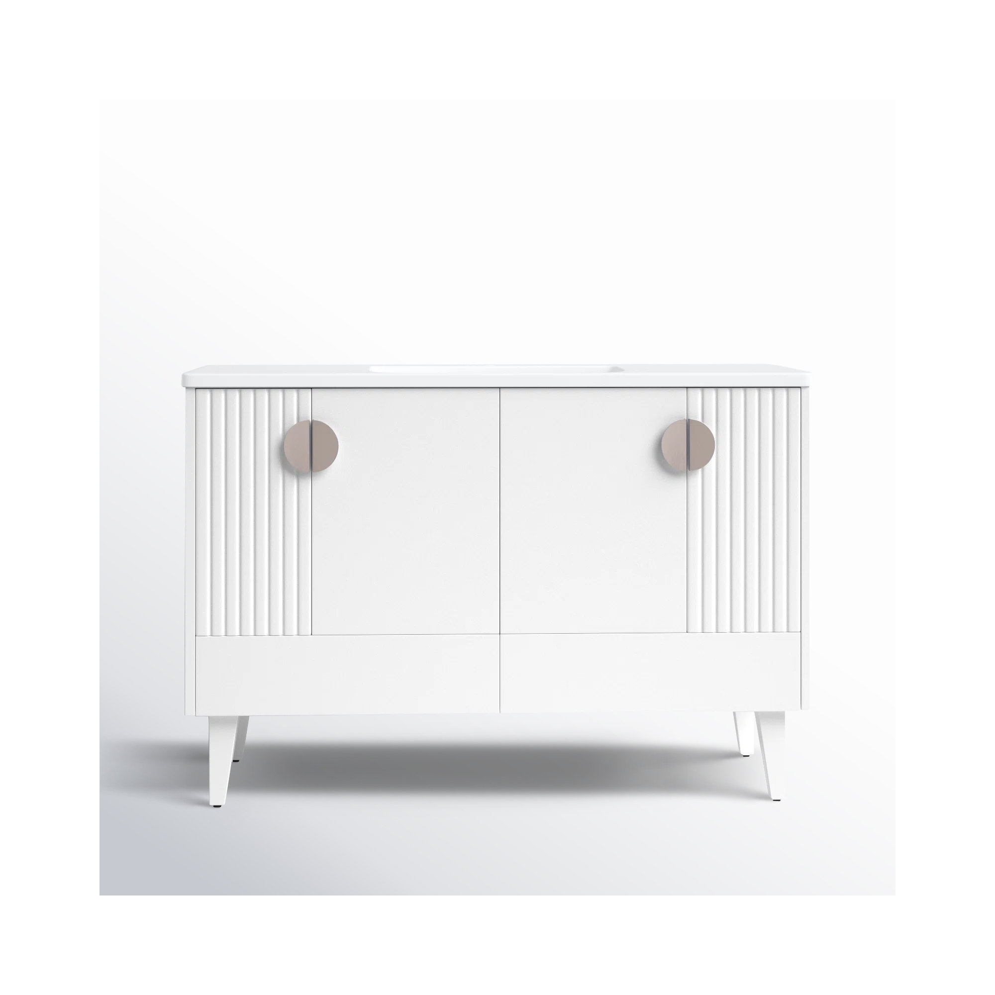 Saimah 48'' Single Bathroom Vanity, Satin Nickel, White Matte