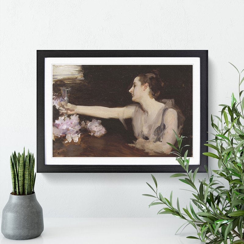 Madame Gautreau Drinking by John Singer Sargent - Picture Frame Painting, Black Framed, 36cm H x 48cm W x 2cm D