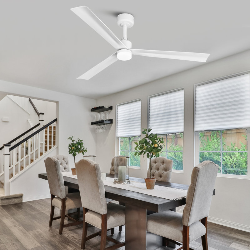 50" Modern White Propeller 3CCT LED Ceiling Fan with Lights and Remote Control, Dimmable, 6-Speed Reversible DC Motor, Timer 