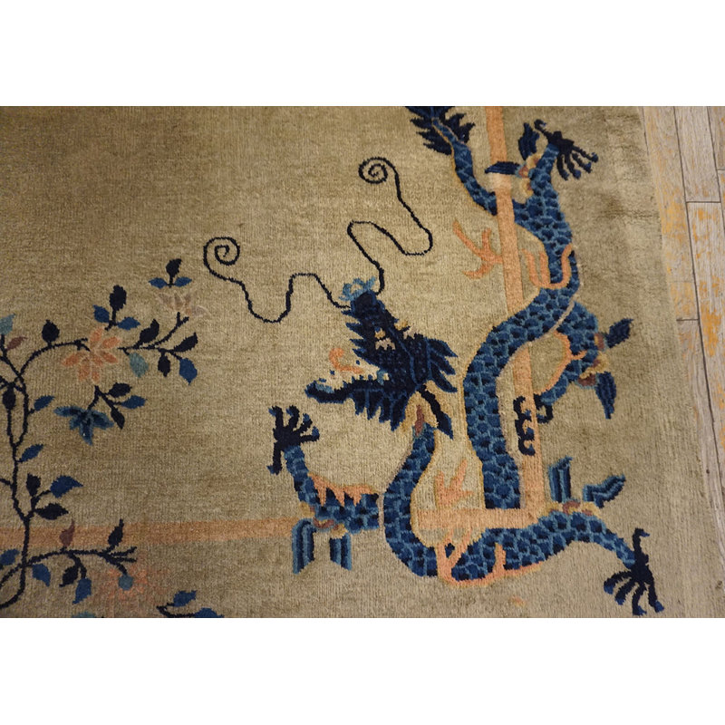 Hallway Runner Rectangle 1925 Ivory Antique Chinese - Peking Wool Knotted Rug