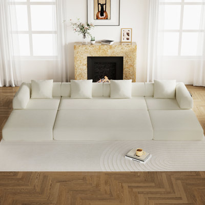 Convertible Boneless Sectional Sleeper Sofa Bed Modular Compression Couch With Removable Back And Arm