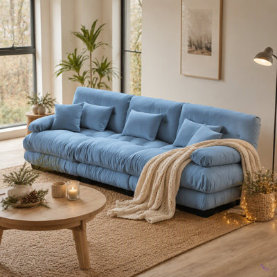 Canapé modulaire 3 places à assise profonde et canapé modulaire, canapé en chenille, meubles rembourrés doux et confortables pour salon, appartement, studio, bureau, chenille
