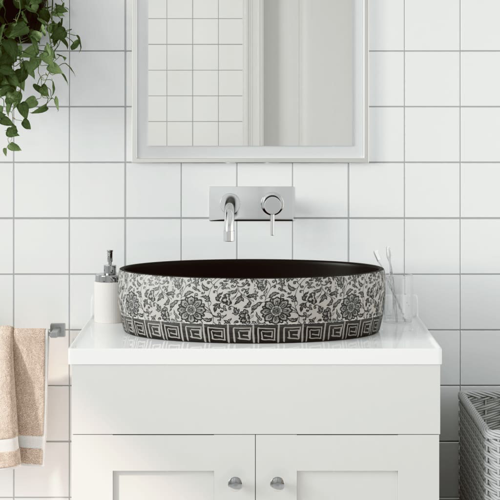 ClassicLiving Sais 56.5 L 36.5 W Schwarz/Blaues Waschbecken für das Badezimmer