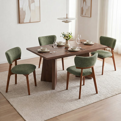 Ensemble de salle à manger extensible rectangulaire Alward pour 4 personnes, ensemble de salle à manger moderne en bois avec chaises rembourrées
