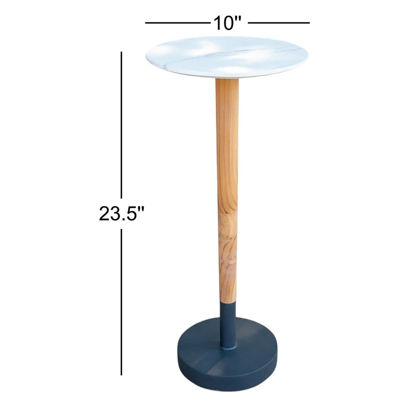 Table basse en teck et marbre, Blanc