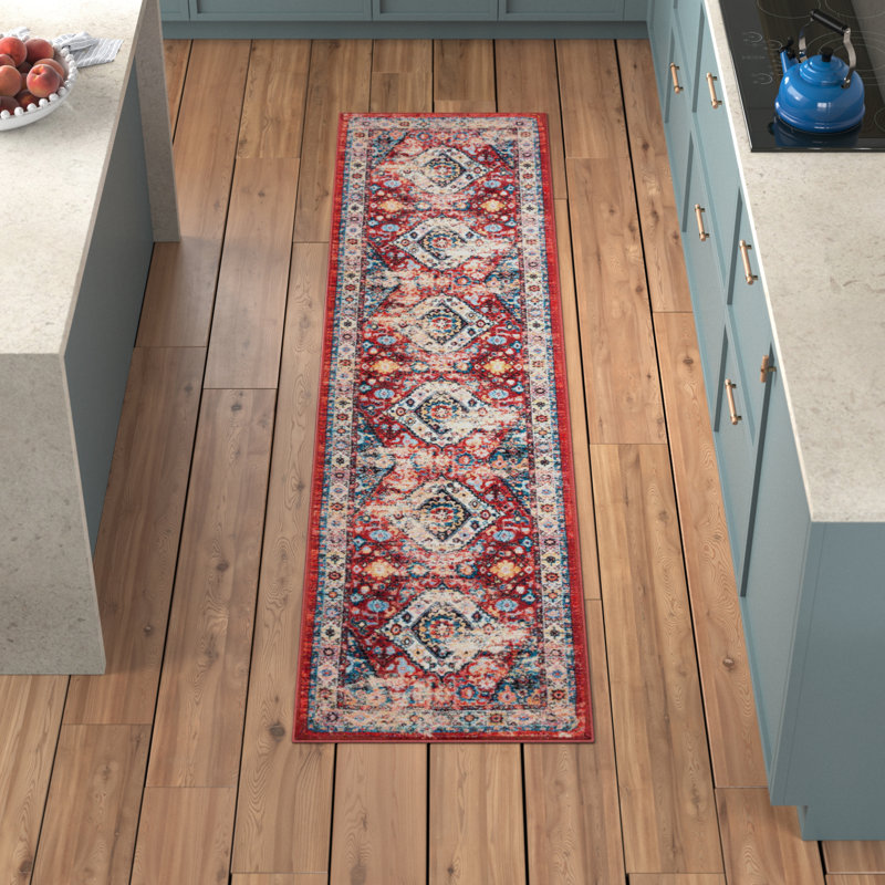 Manado Oriental Red/Blue Area Rug, Runner 2'2" x 9'