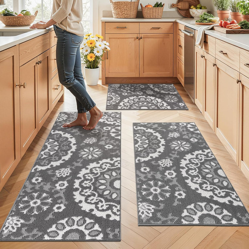 Large Size Scratch-resistant Kitchen Mats (Set of 3), Gray