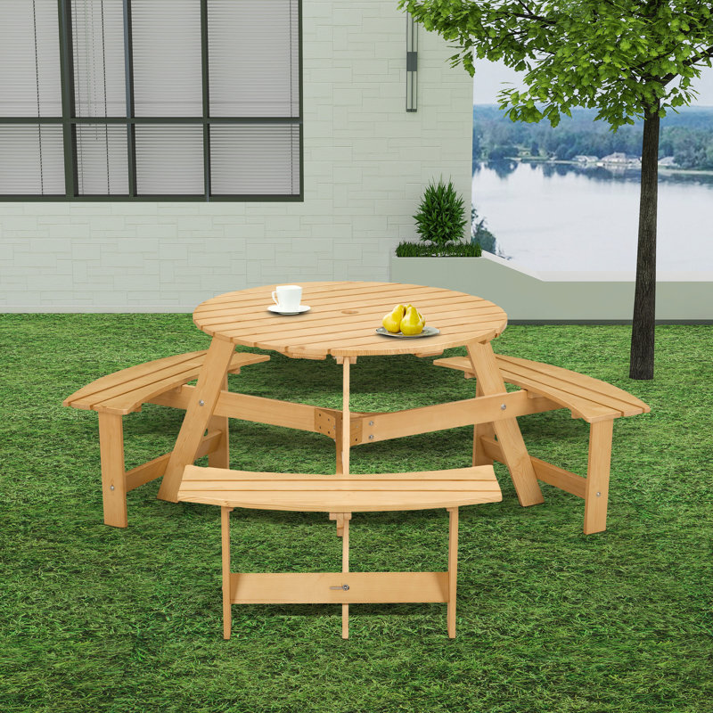 Ensemble de table de pique-nique pour l'extérieur 6 personnes, Naturel