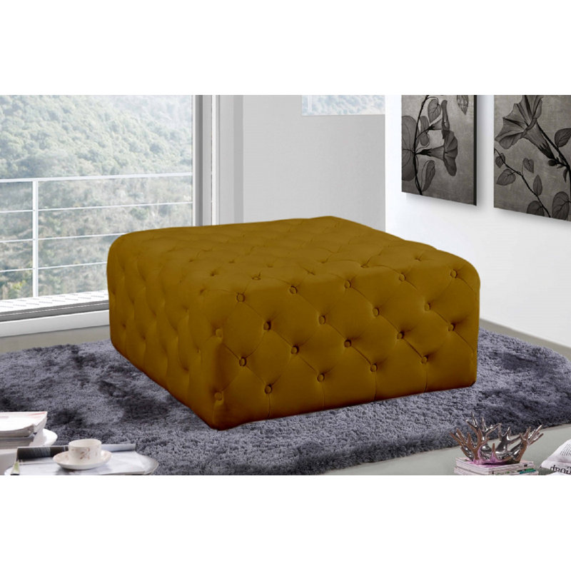 Crompton 83cm Wide Tufted Square Ottoman, Mustard