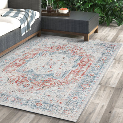 Indoor/Outdoor Medallion High-Low Performance Area Rug