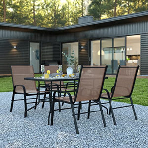 Elgin Outdoor Patio Dining Set - 55" Tempered Glass (incomplete table ...