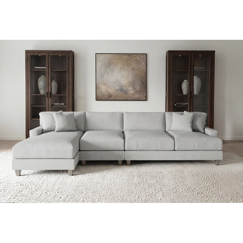 Mila 2-Piece Fabric Sectional, Left Hand Facing, Gray Polyester Blend, 33.5" H x 131" W x 61" D