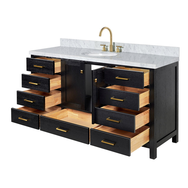 Amariani 67'' Single Bathroom Vanity with Top, Black Oak, Oval
