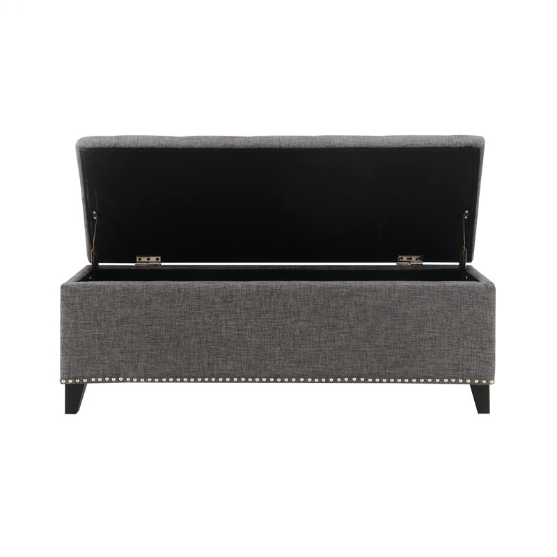 Banc de rangement capitonné avec charnière de sécurité, idéal pour le salon et le vestibule