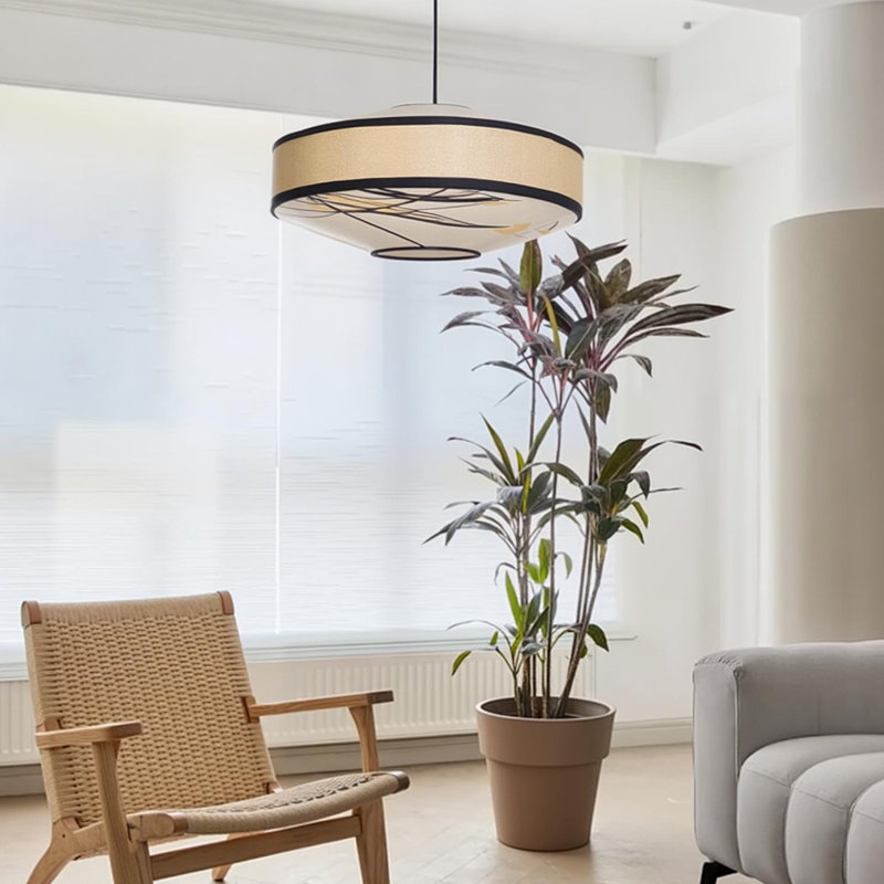 Luminaire suspendu tambour 1 lumière, H 9,84 po x l 23,62 po x P 23,62 po