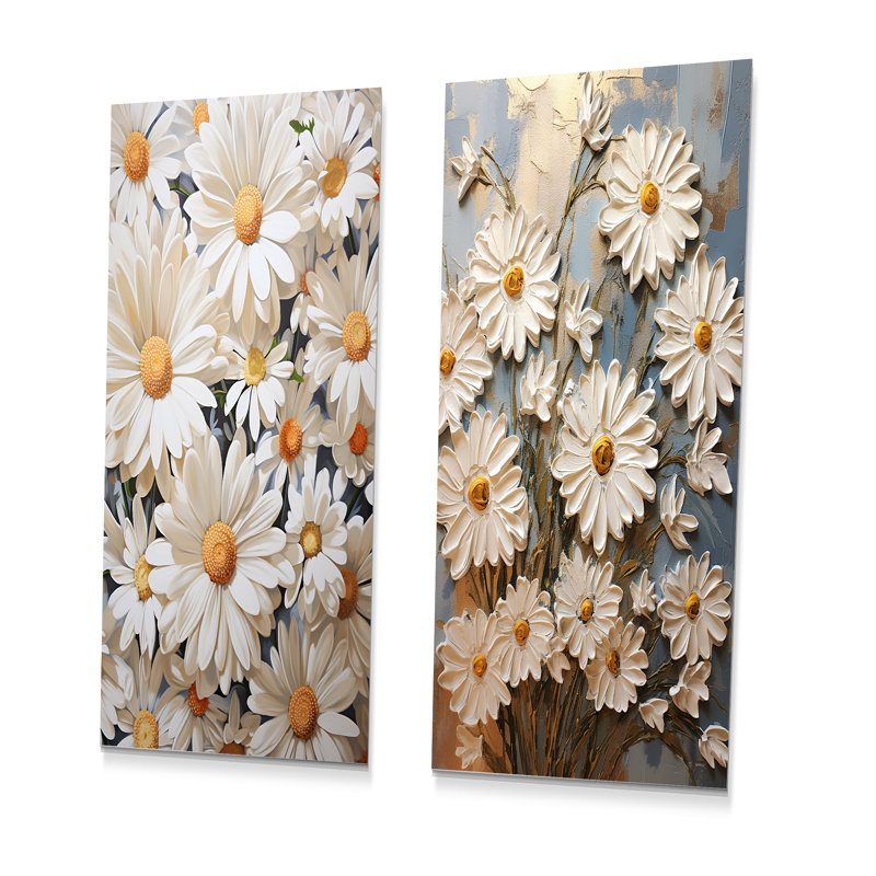 «White Daisy Blooming Elegance» - ensemble de 2 impressions sur marguerites, H 28 po x l 24 po