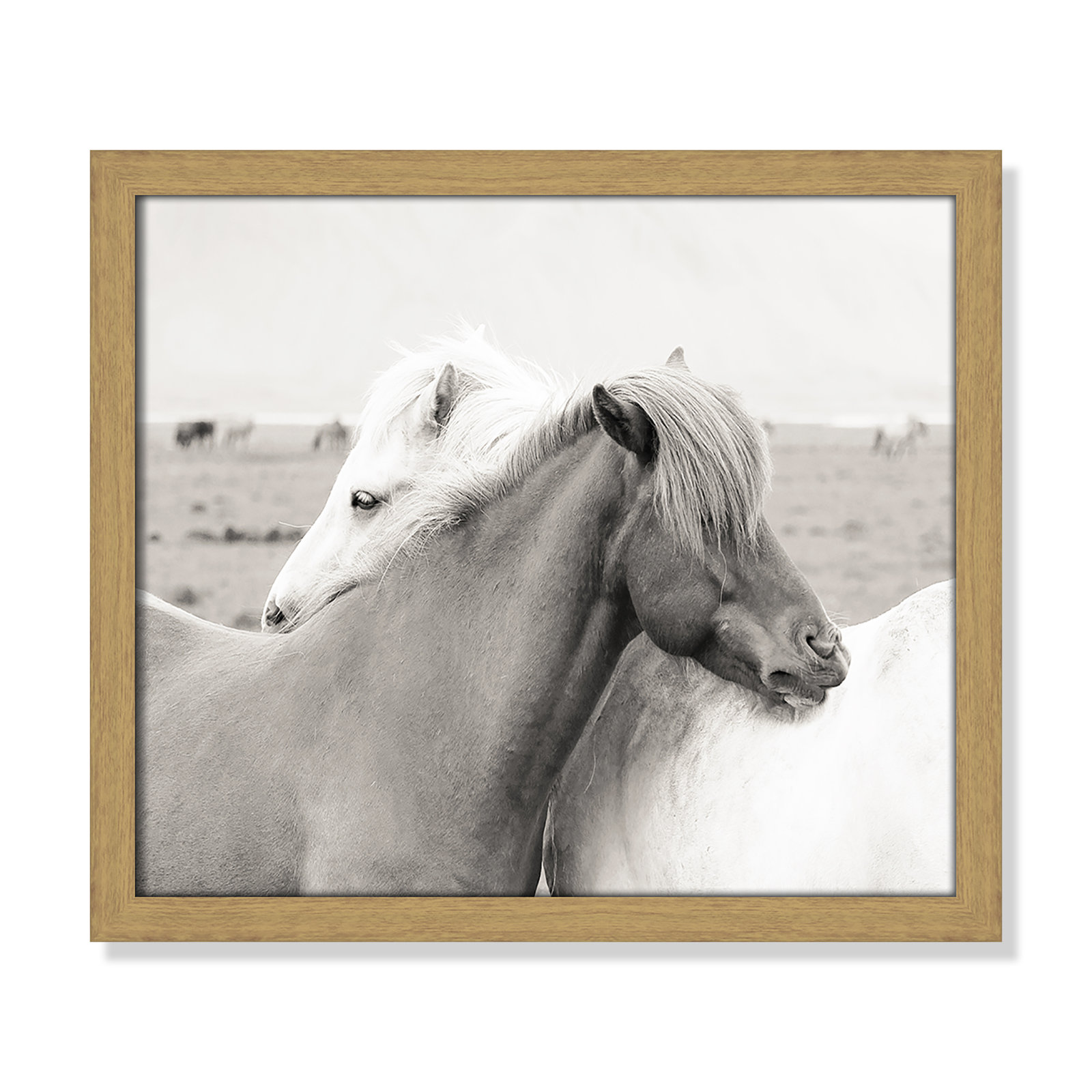 Melanie "Icelandic Meadow Horses" Print, 13" H x 15" W x 0.75" D, Natural Wood Grain Framed