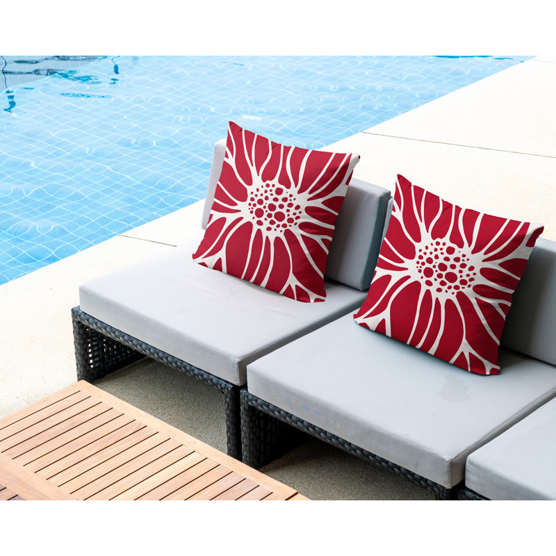 Housse et insert de coussin décoratif intérieur / extérieur en mélange de polyester, L 19 po x H 19 po, Rouge