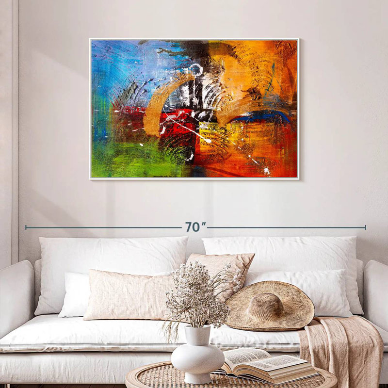 Tannen coloré, Cadre flottant blanc, 43 po x 29 po