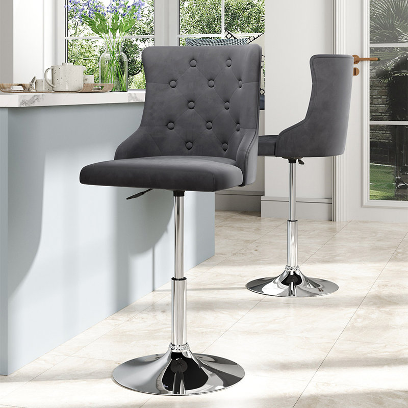 Abbagail Swivel Upholstered Adjustable Height Counter Stool with Metal Frame