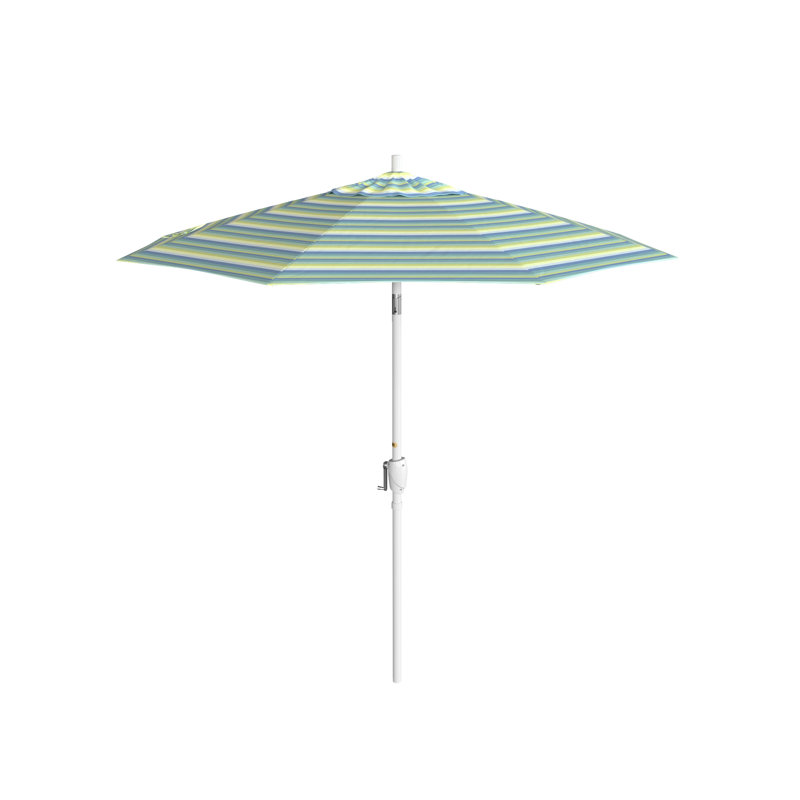 Parasol de marché 7,5', Sunbrella® bord de mer Séville rayé, Blanc, Sunbrella®
