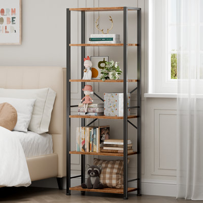 Book Shelf, Tall Wide Bookshelf, Industrial Open Bookcase, Display Shelves Storage Organizer, Shelving Unit for Living Room, Home Office, Bedroom