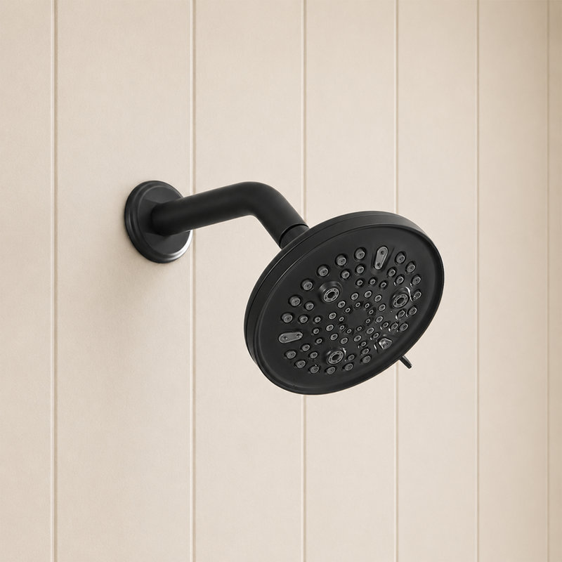Nova 5.5 in. 9-Spray Round Fixed Shower Head, Matte Black