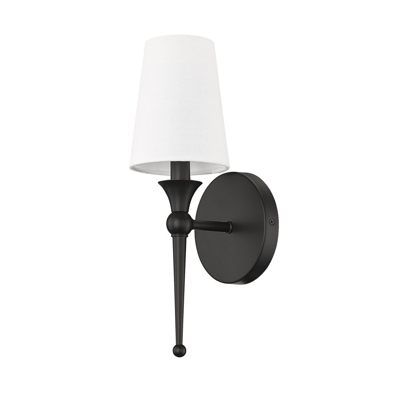 Codding 14" Tall Steel Armed Sconce with Fabric Shade, Matte Black