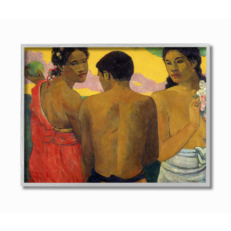 « coucher de soleil, figures natives classiques » par paul gauguin-reproduction d’art, H 16 po x l 20 po x P 1,5 po