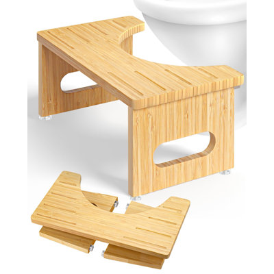 Squatting Potty For Adults, Foldable Bamboo Toilet Stool Squat Adult, No Assembly Required, Sturdy Poop Stool Adult(Natural)