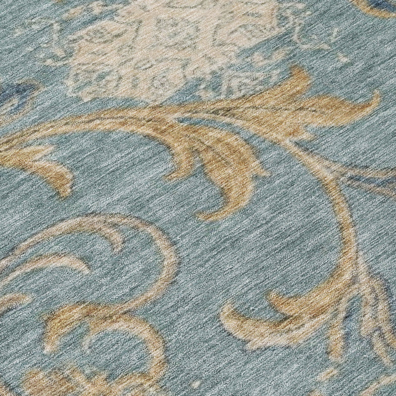 Tapis damassé Chantille ACN3012 lavable à la machine pour intérieur/extérieur, En jean, 8 pi x 10 pi