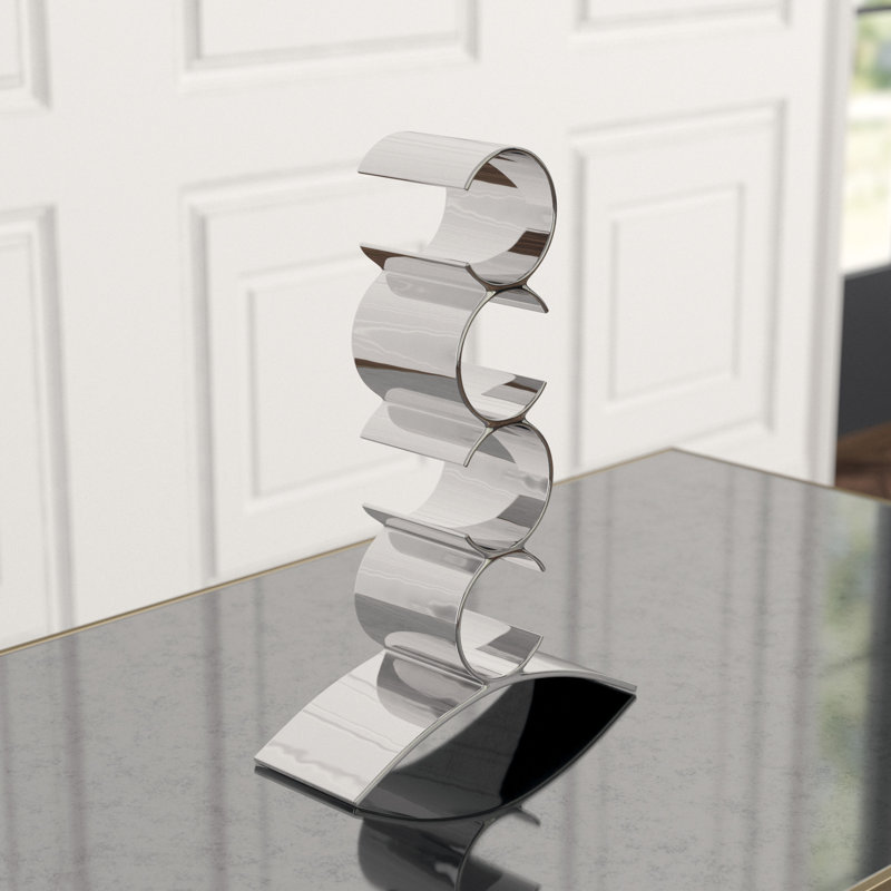 Munich 4 Bottle Tabletop Wine Bottle Rack, Silver