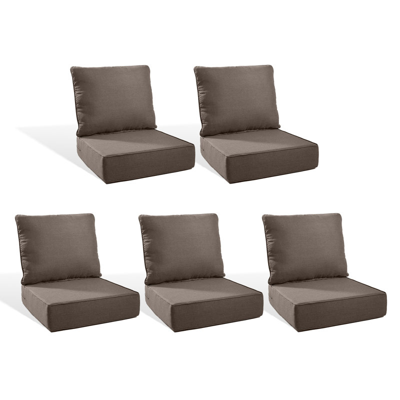 6" Outdoor Cushions For Patio Furniture, 22X24x6 Thick Seat Cushion Set Of 5, Fade Resistant Couch Chair Replacement Cushions High Density Deep Wicker Chair Cushion W/Removable Cover