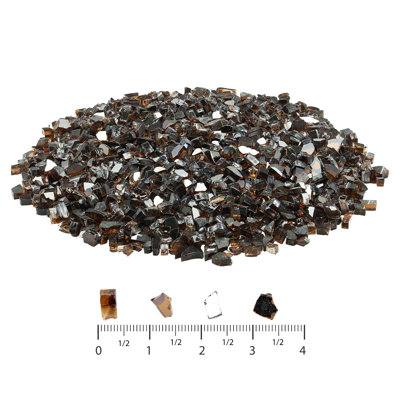 Verre de feu, roches de foyer résistantes aux hautes températures de 20 lb / 9,0 kg, roches de foyer en verre réfléchissant et sans fumée de 1/2 pouce / 12,7 mm, aménagement paysager en pierre à haute brillance pour table de foyer, cuivre