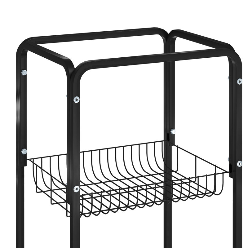 Large Black Metal Bird Cage with Rolling Stand and Toys