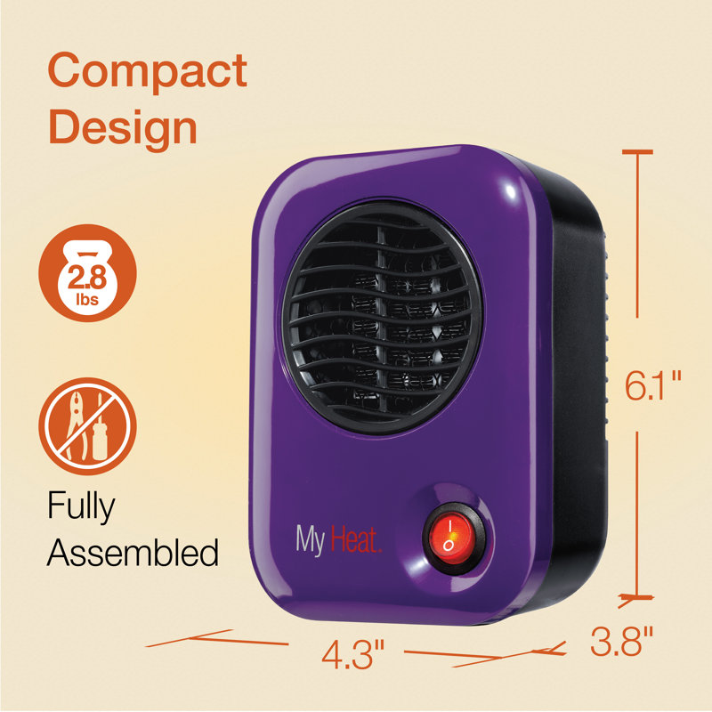 Lasko 200 Watt 1 BTU Electric Compact Space Heater, Purple