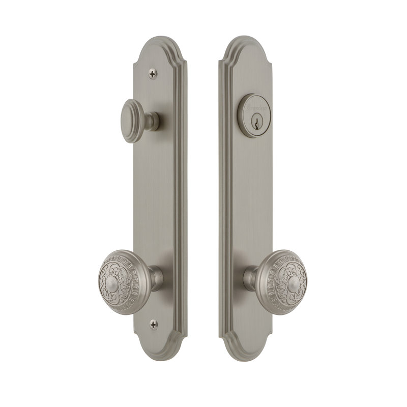 Complete Arc Entry Knob Set with Deadbolt, Satin Nickel, 2.375"