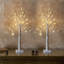 Décoration lumineuse en forme de bouleau, ensemble de 2 mini sapins artificiels blancs de 60 cm (2 pieds), à poser sur une table ou une cheminée. Fonctionne sur piles ou USB.